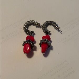 Elegant Red and Silver Earrings